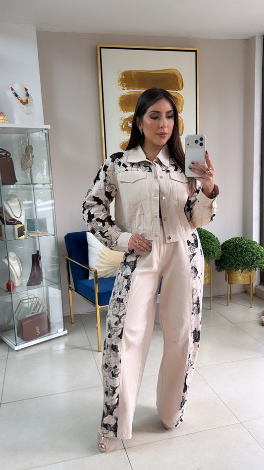 Cream Denim Barrel Set