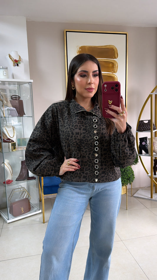 Animal Print Zippe Jacket