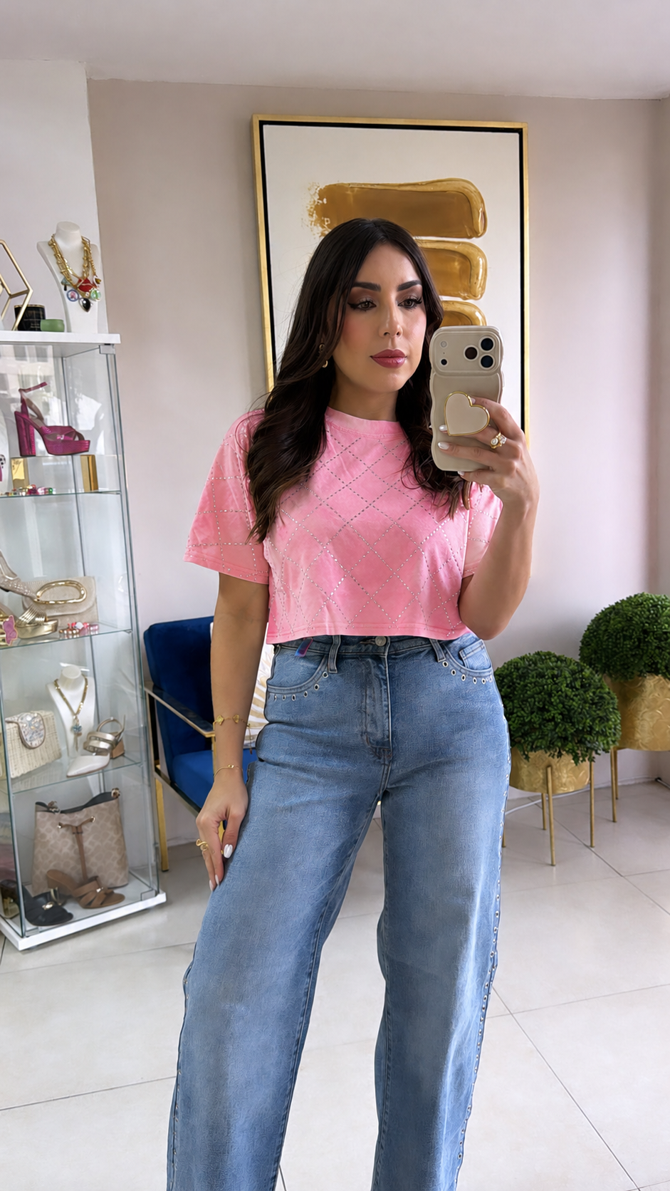 Rhinestones Crop Top