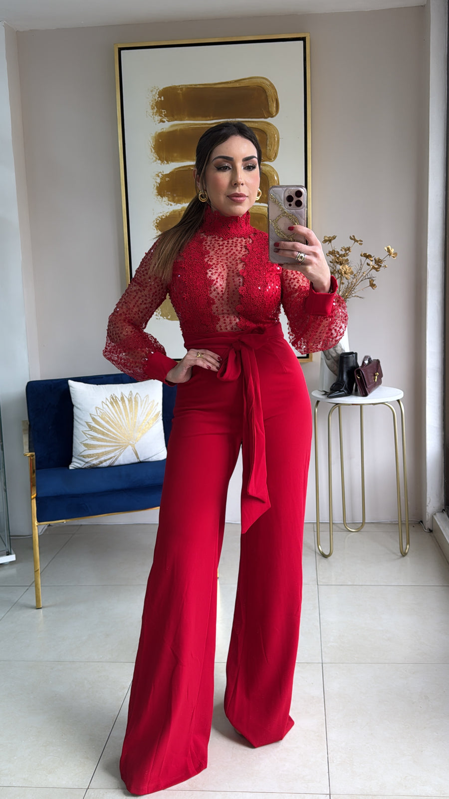 Sequins Red Jumpsuit