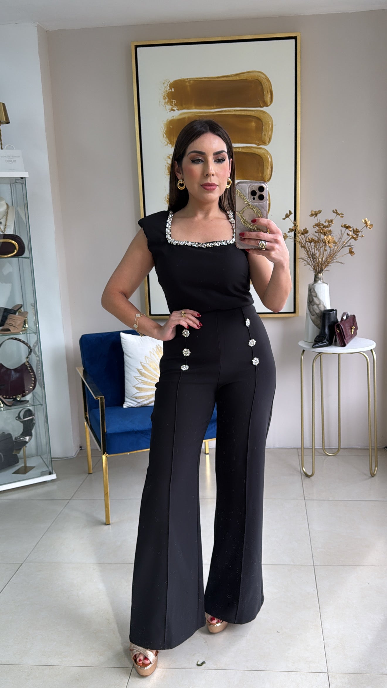 Rhinestones Pant Set