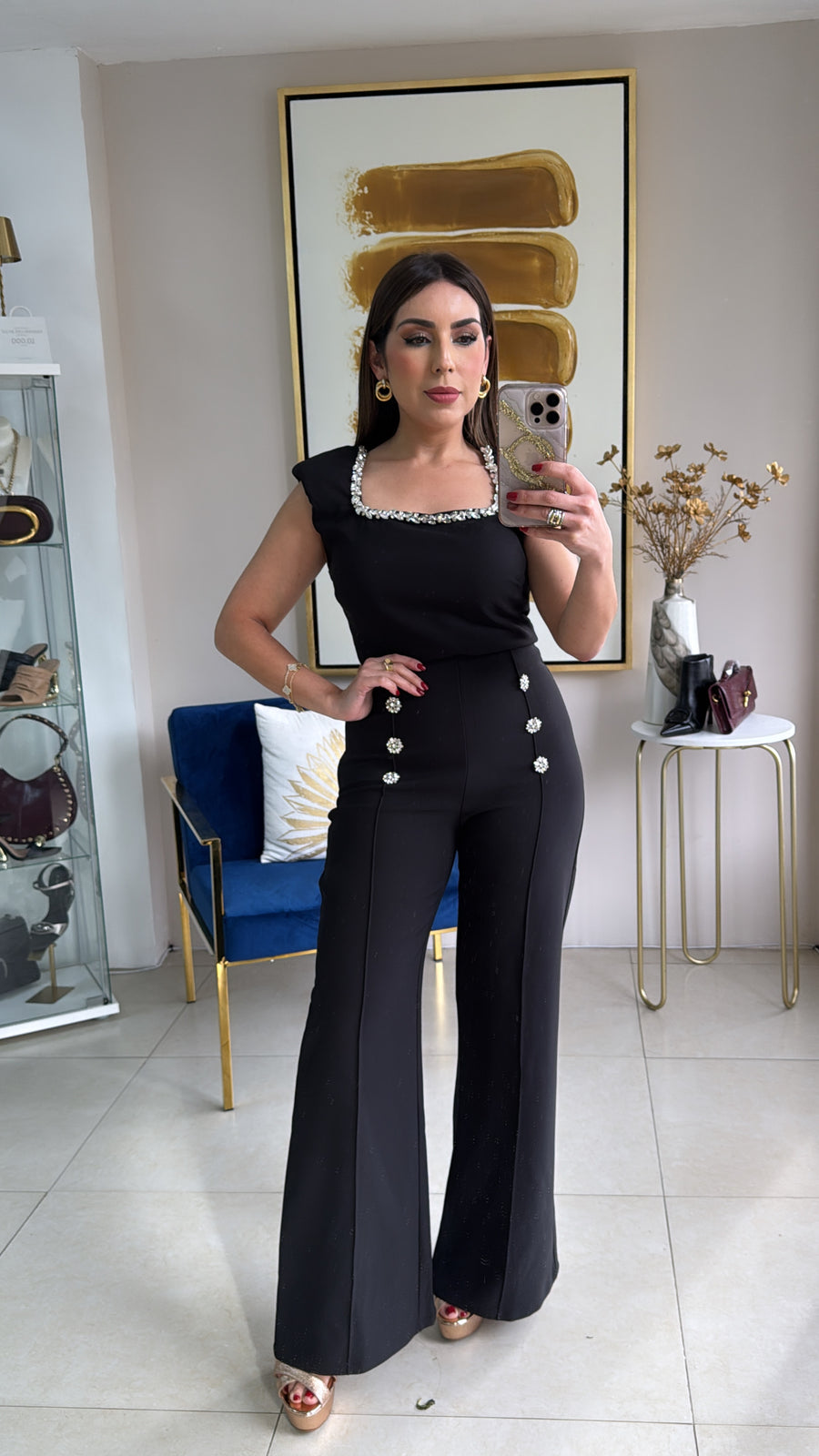 Rhinestones Pant Set