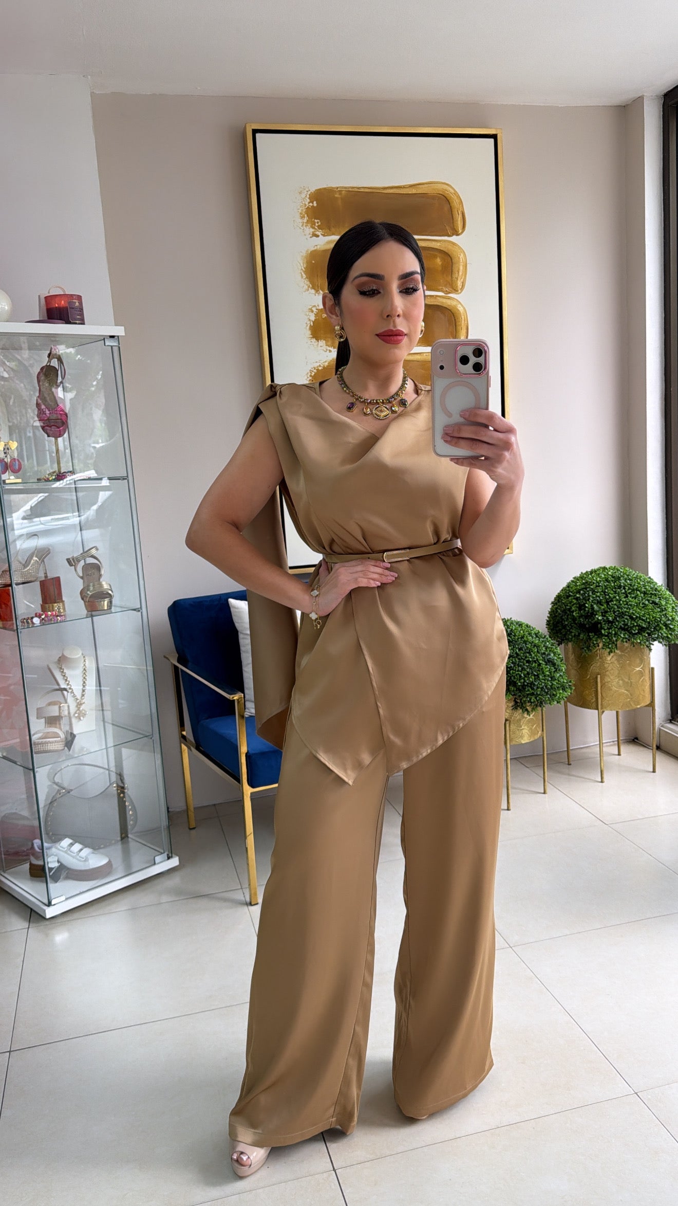Bronze Satin Tunic Set