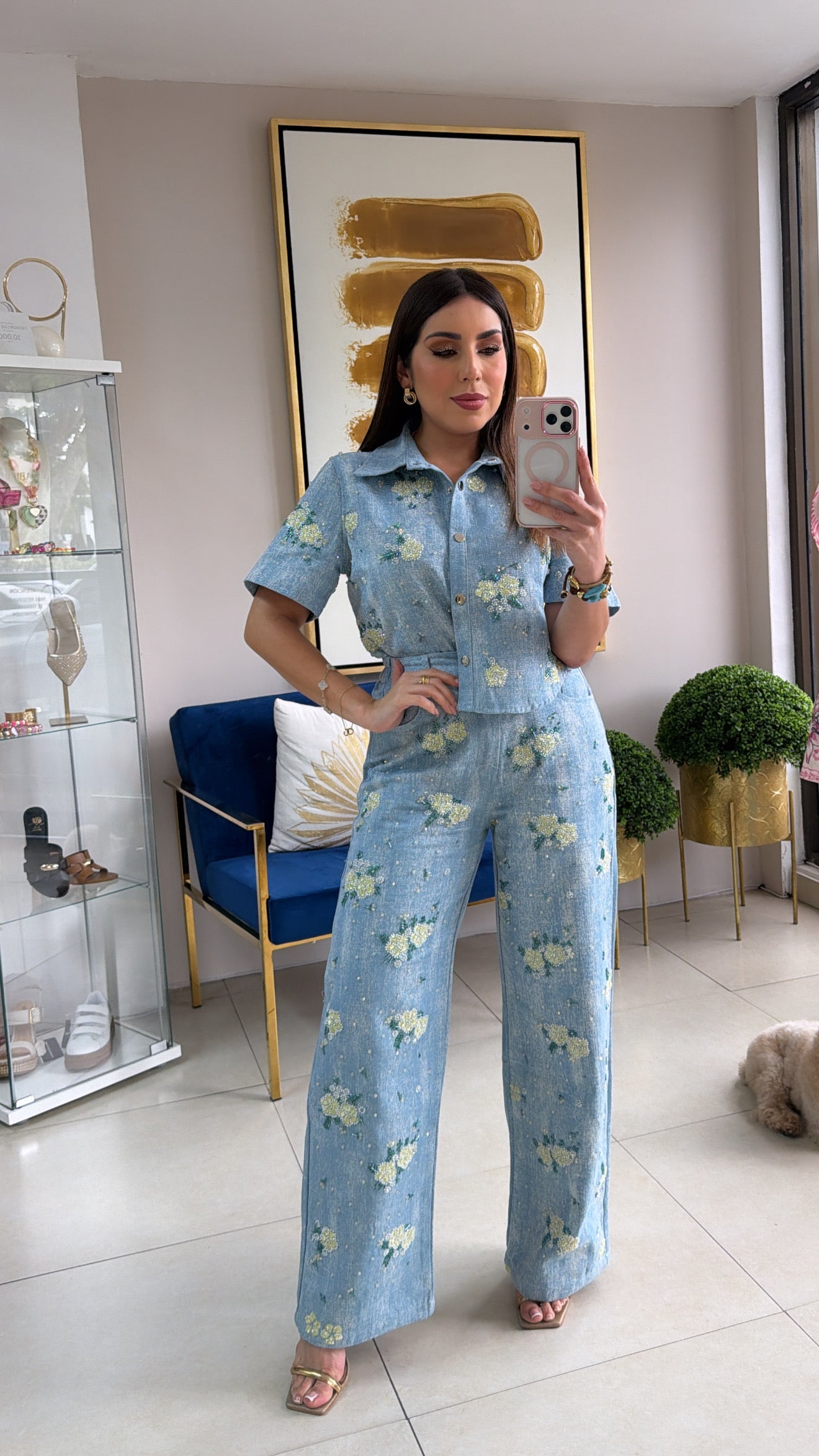 Denim Yellow Flower Set
