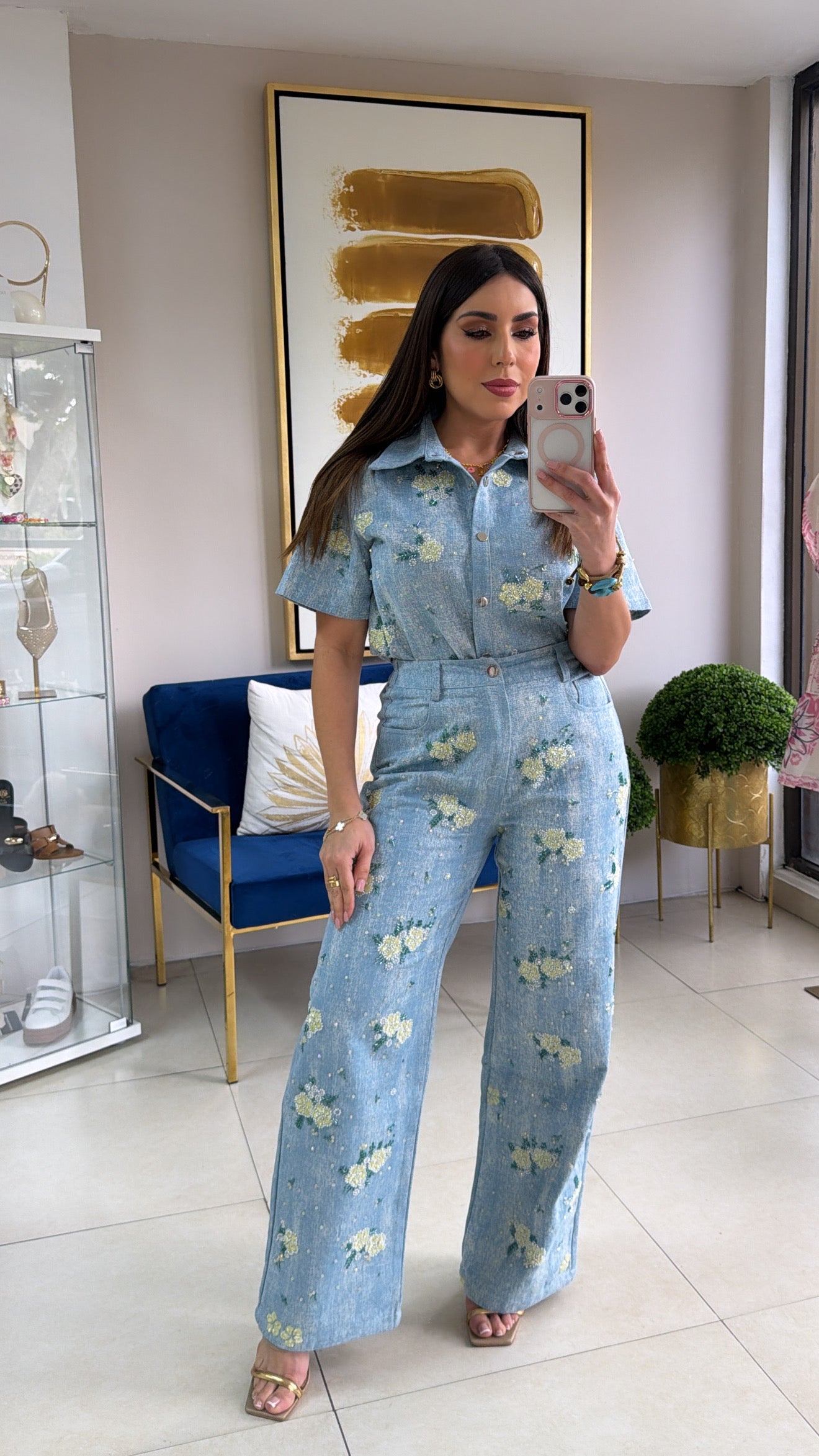 Denim Yellow Flower Set
