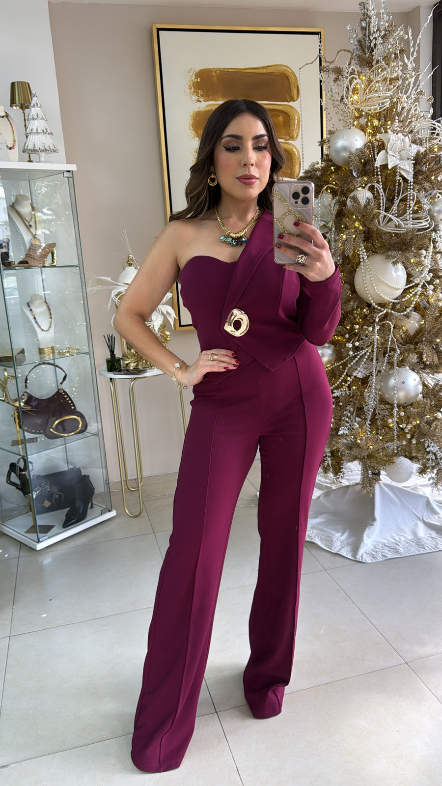 Berry One Sleeve Jumpsuit