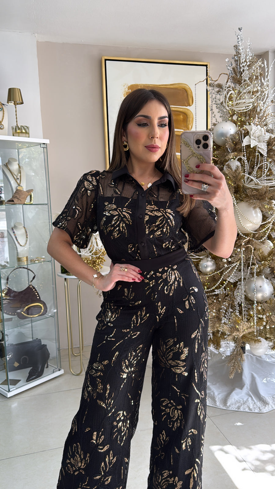 Black & Gold Pant Set