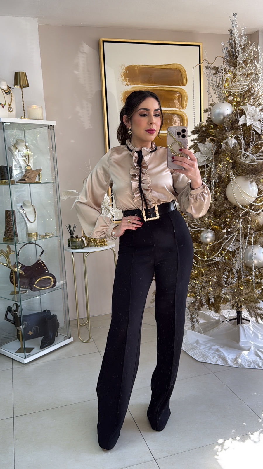 Champagne and Black Jumpsuit