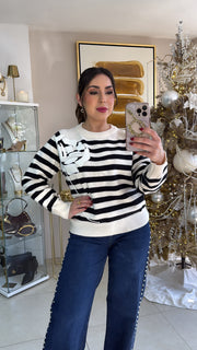 White & Brown Sweater