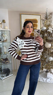 White & Brown Sweater