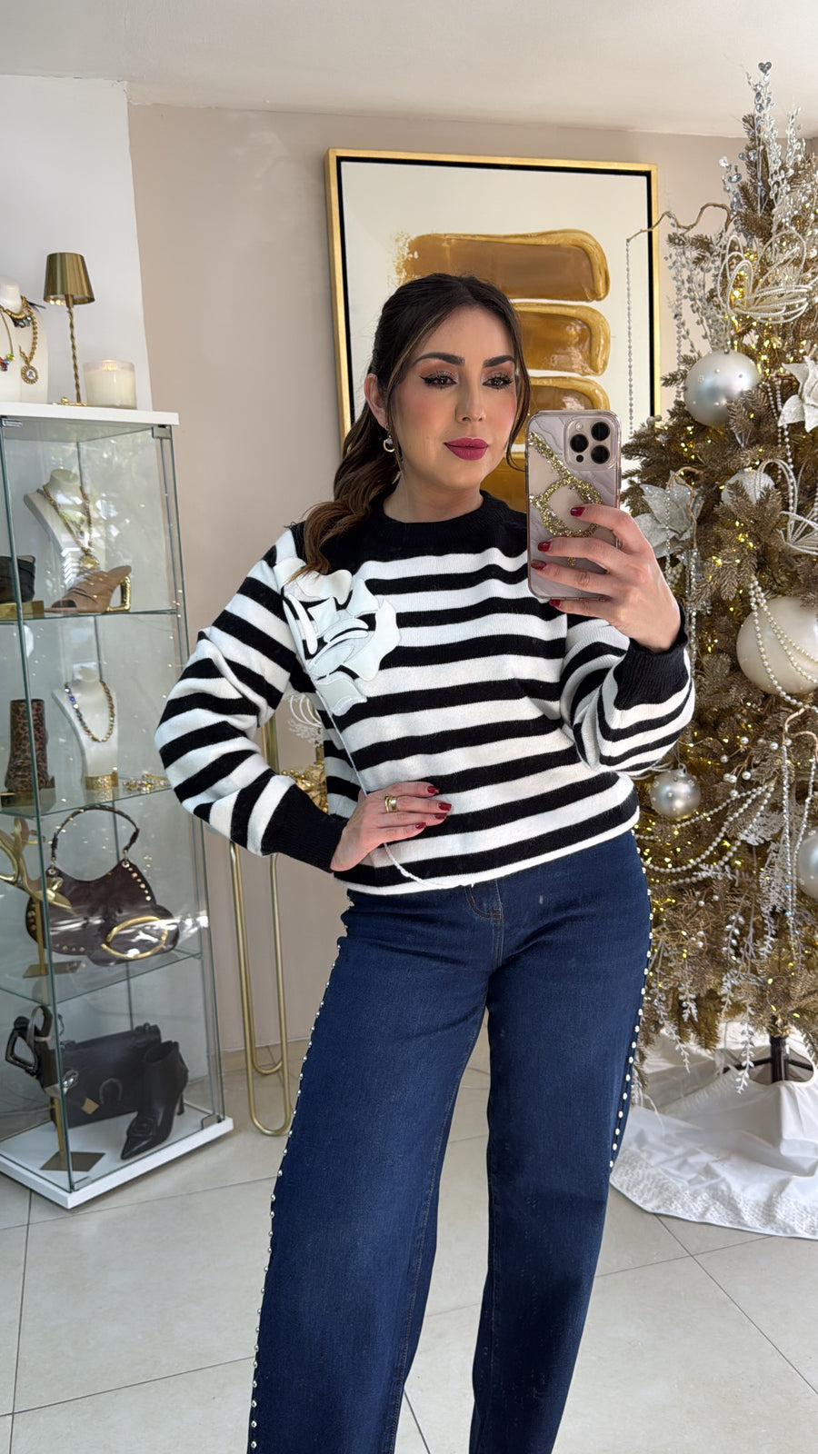 White & Brown Sweater