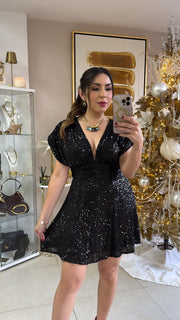 Black Sequins Dress