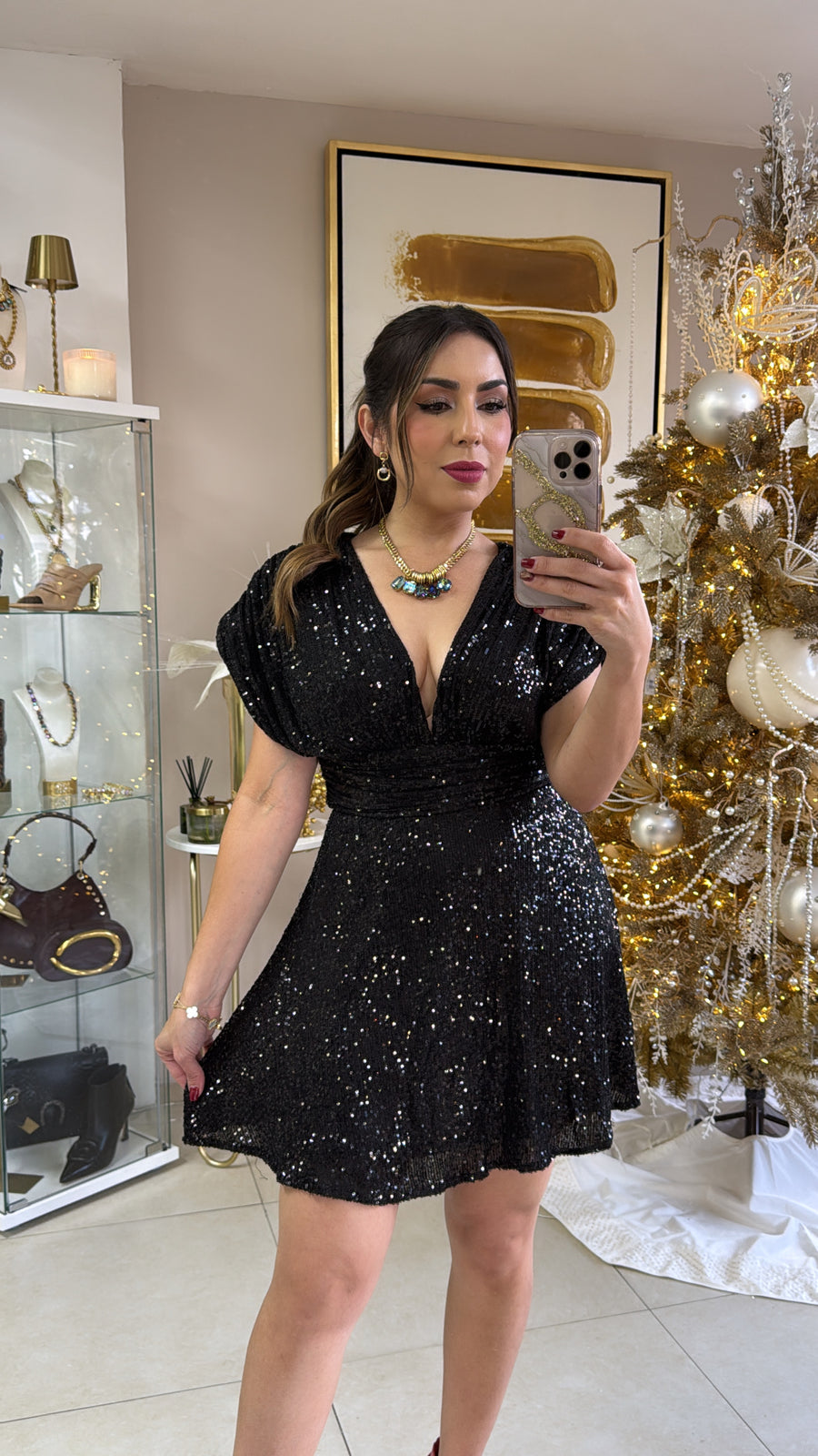 Black Sequins Dress