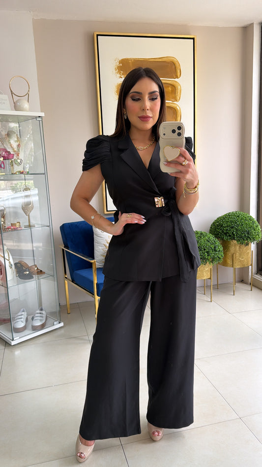 Black Romantic Blazer Set