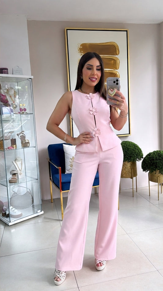 Pink Flower Pant Set