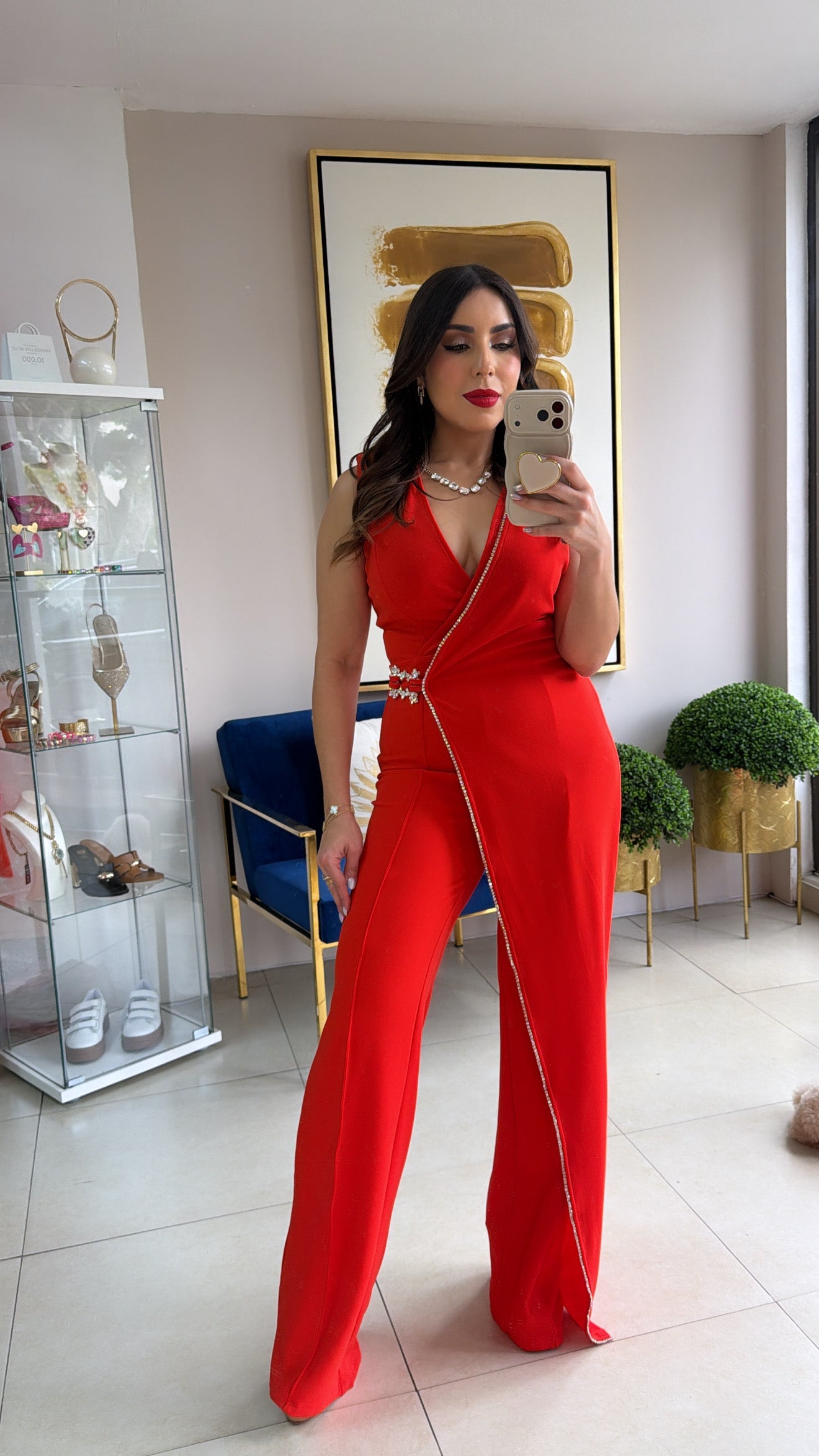 Orange Rhinestones Jumpsuit