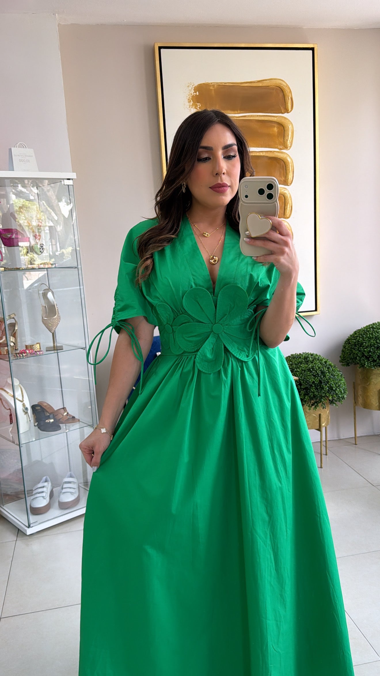 Green Maxi Flower Dress