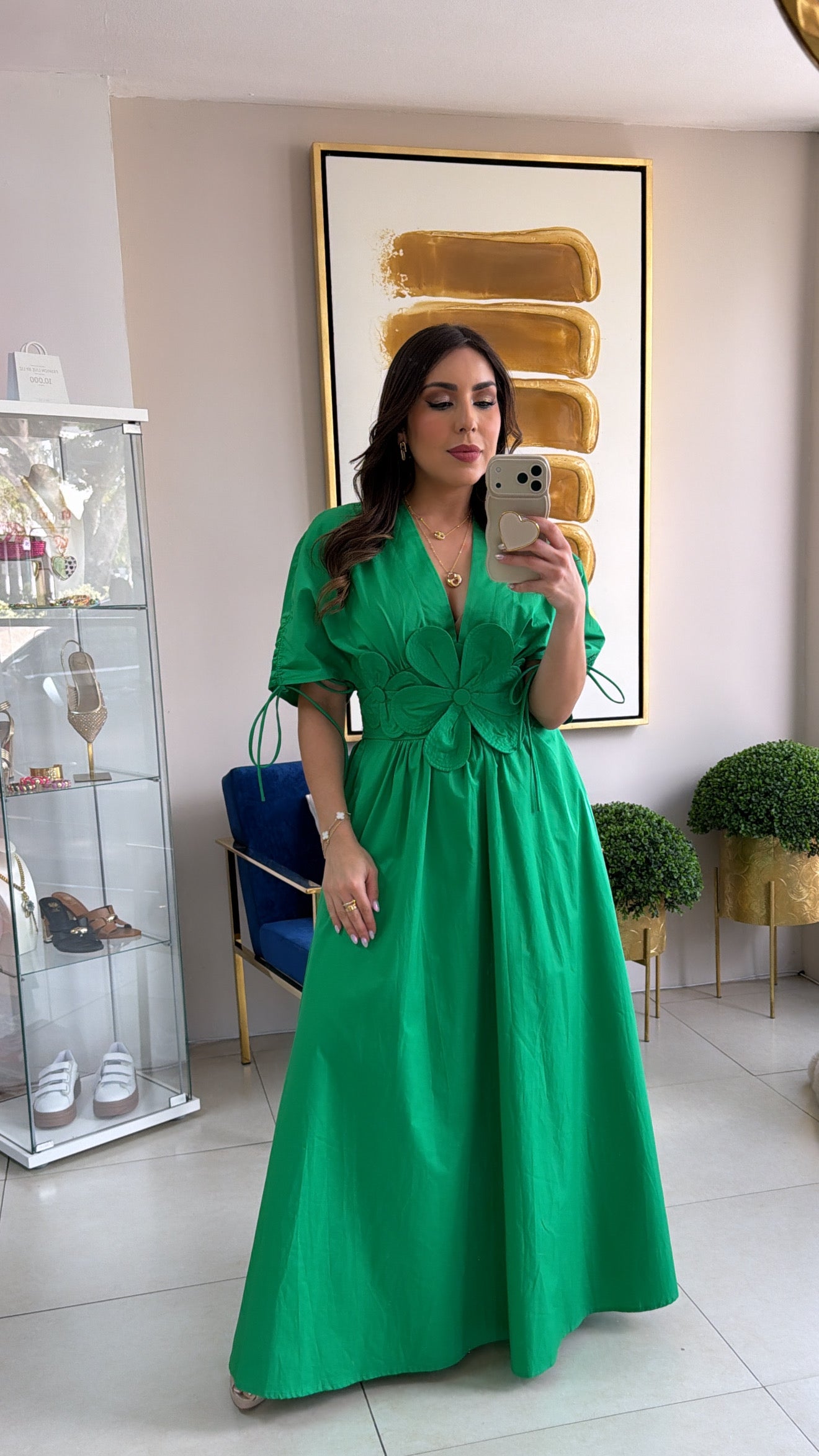 Green Maxi Flower Dress