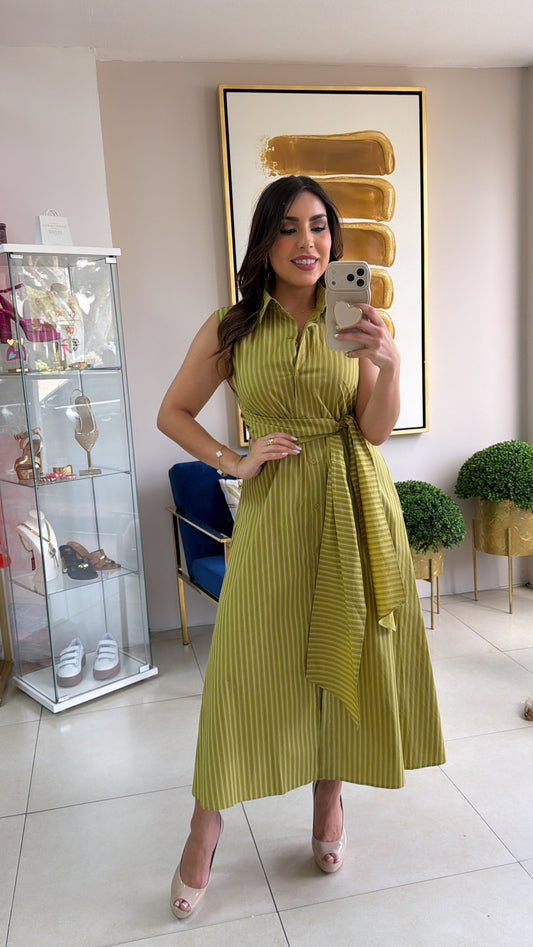 Green Stripes Midi Dress