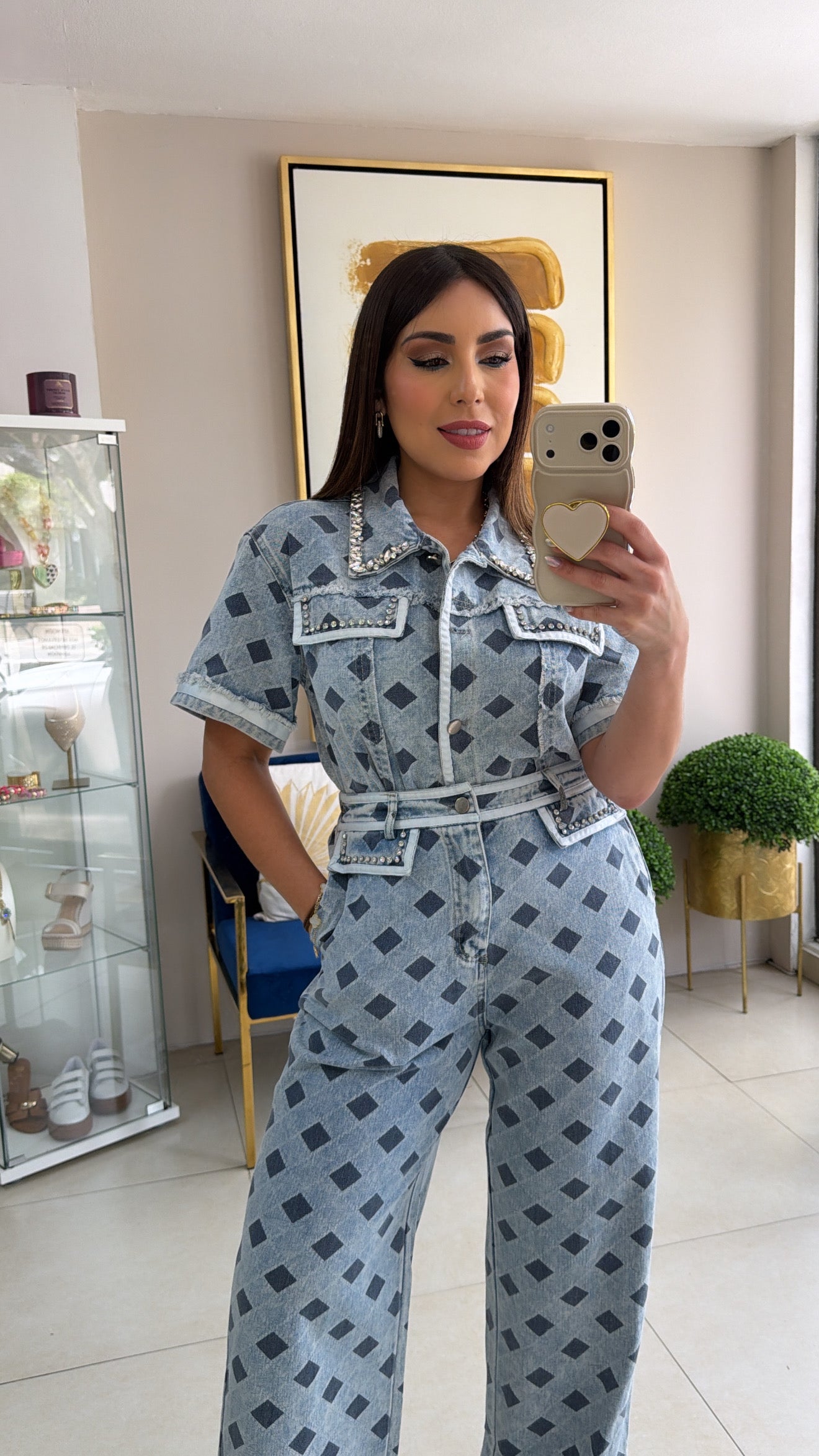 Denim Rhinestones Squares Set