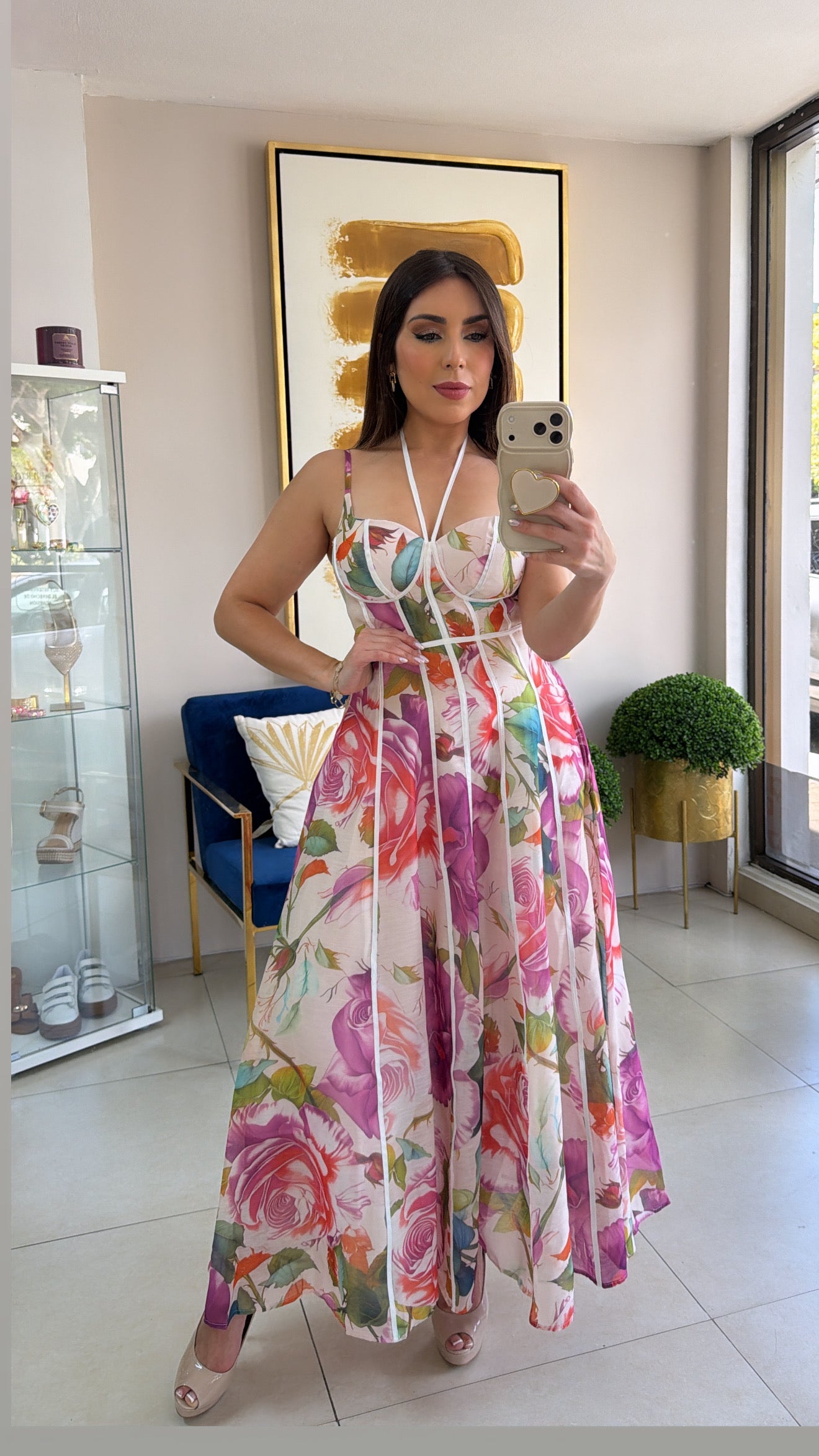 Purple Floral Long Dress