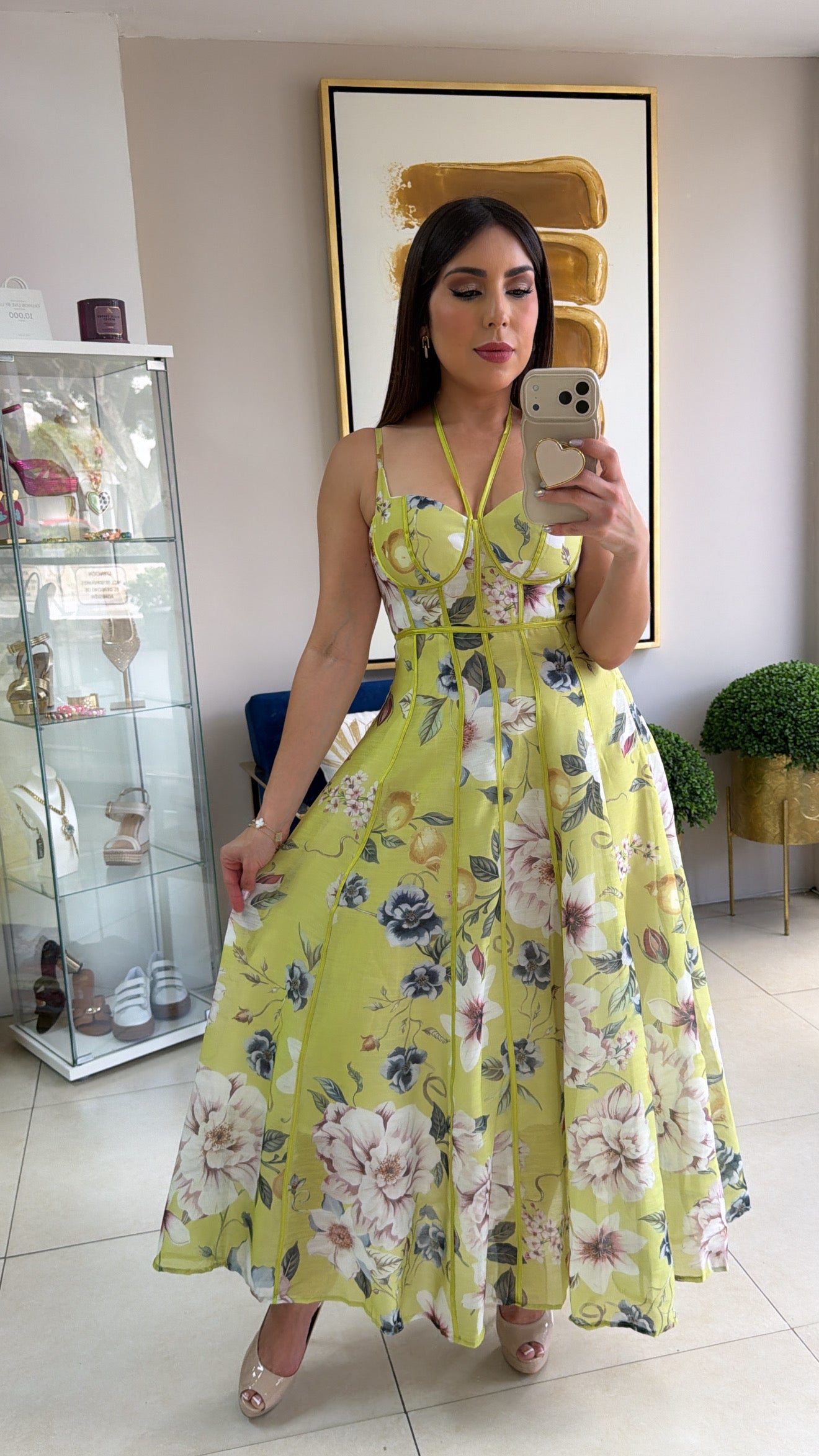 Green Floral Long Dress