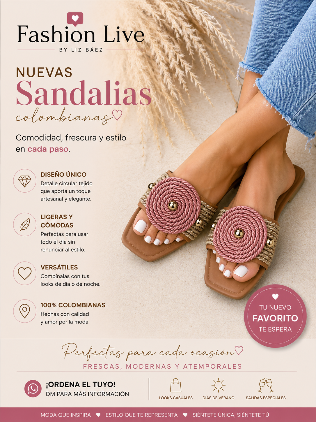Flat soga rosa y crema