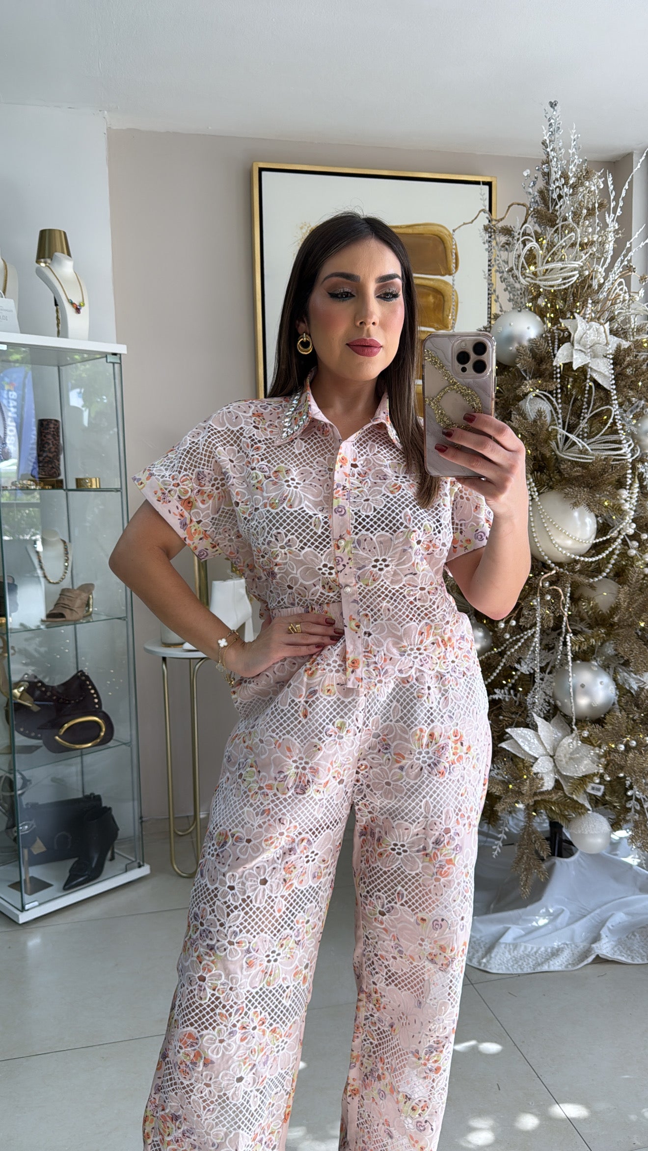 Foral Embroidery Sequins Set