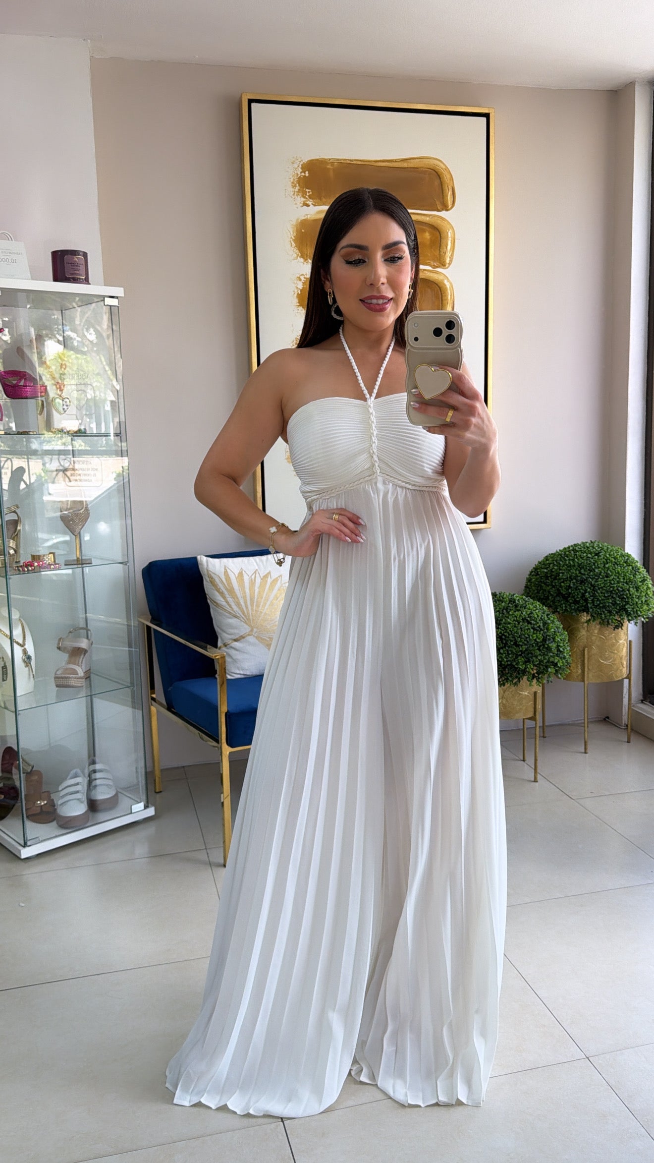 White Pleated Jumpsuit