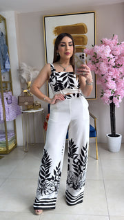 Black Leaf Pant Set