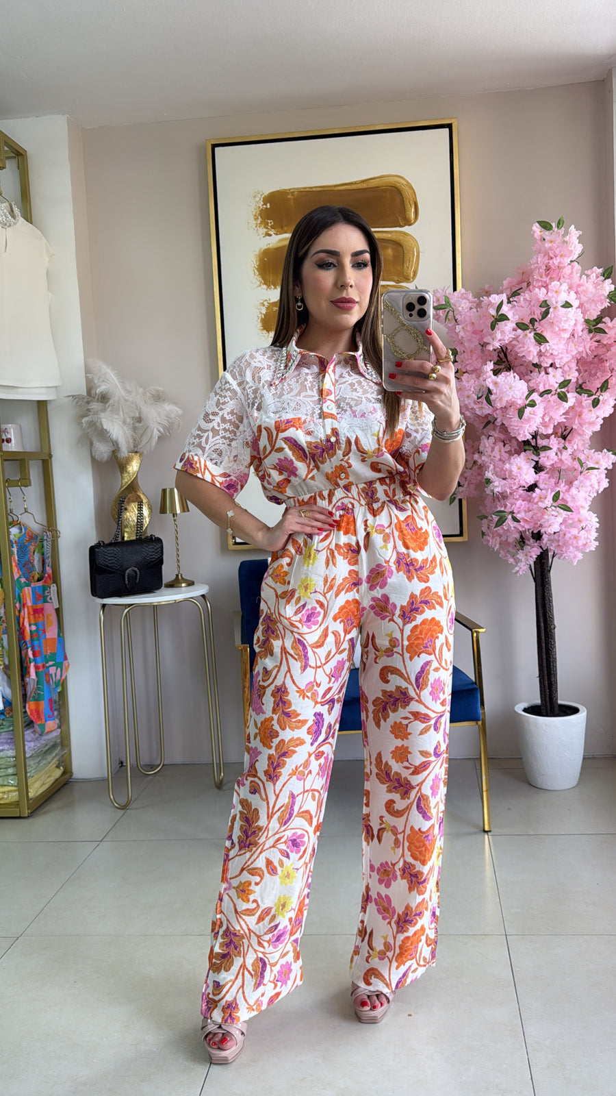 Floral Print Set Orange