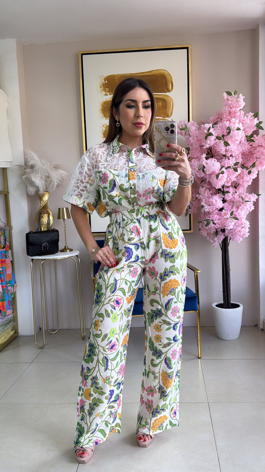 Floral Print Set Green