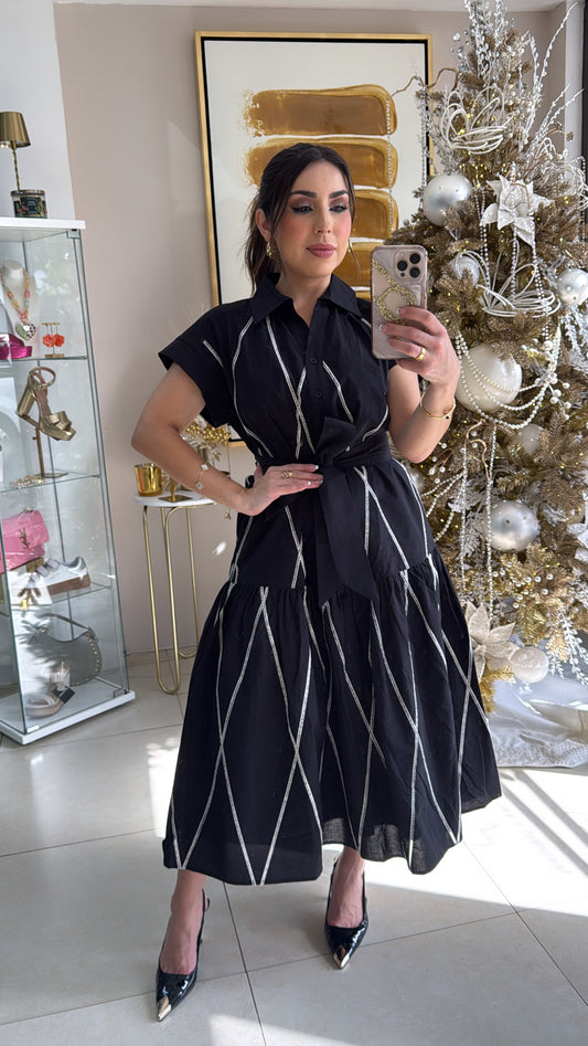 Black & White Embroidery Dress