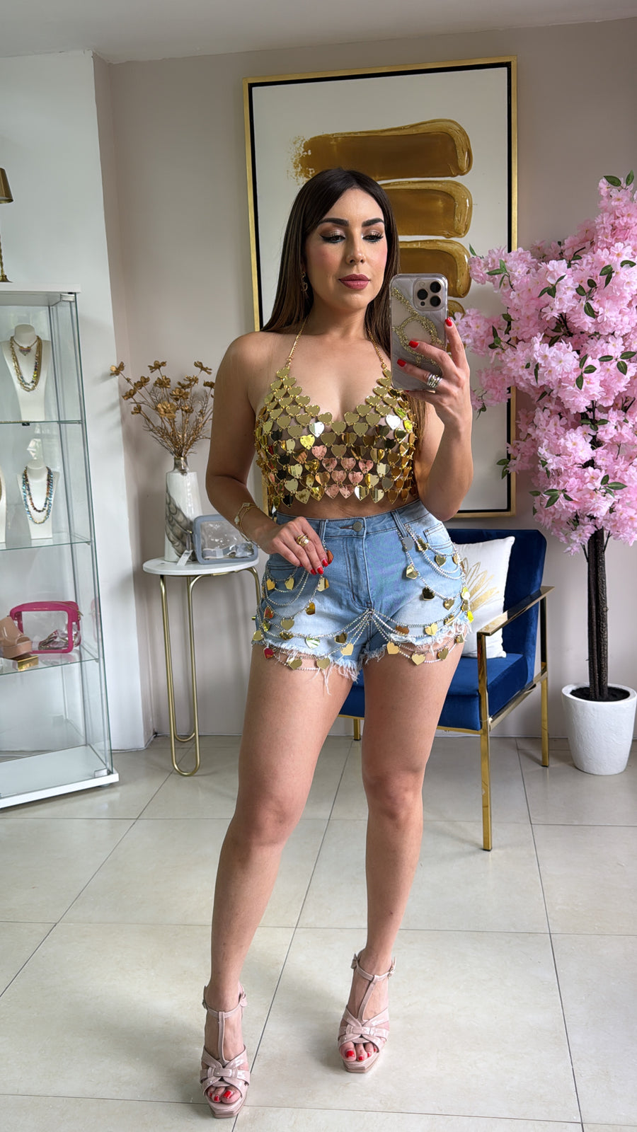 Gold Heart Shorts