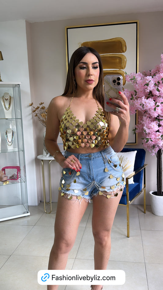 Gold Hearts Top