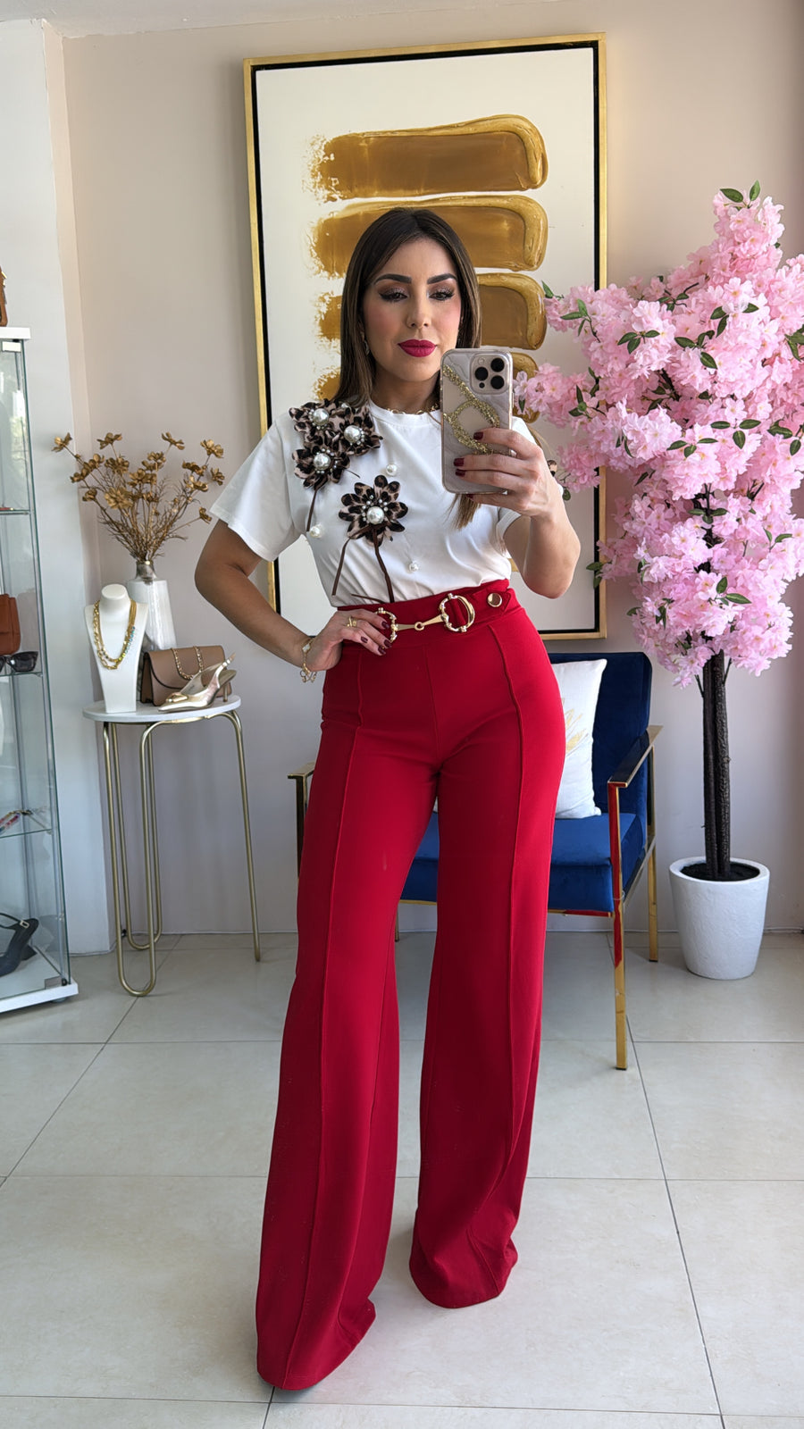 Red Palazzo Pant