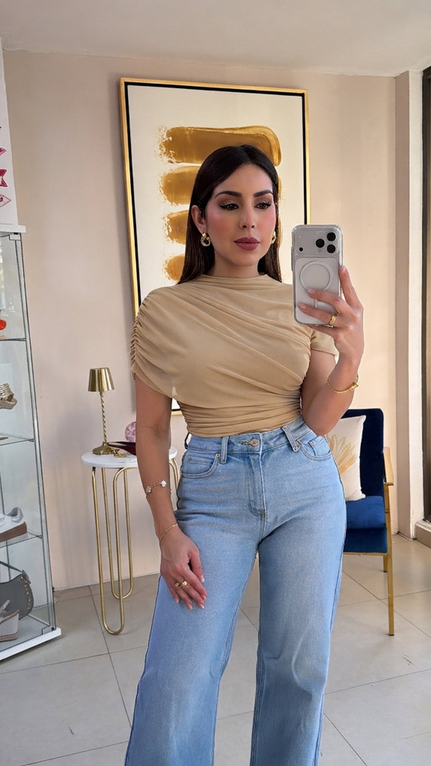 Mock Neck Sleeve Top