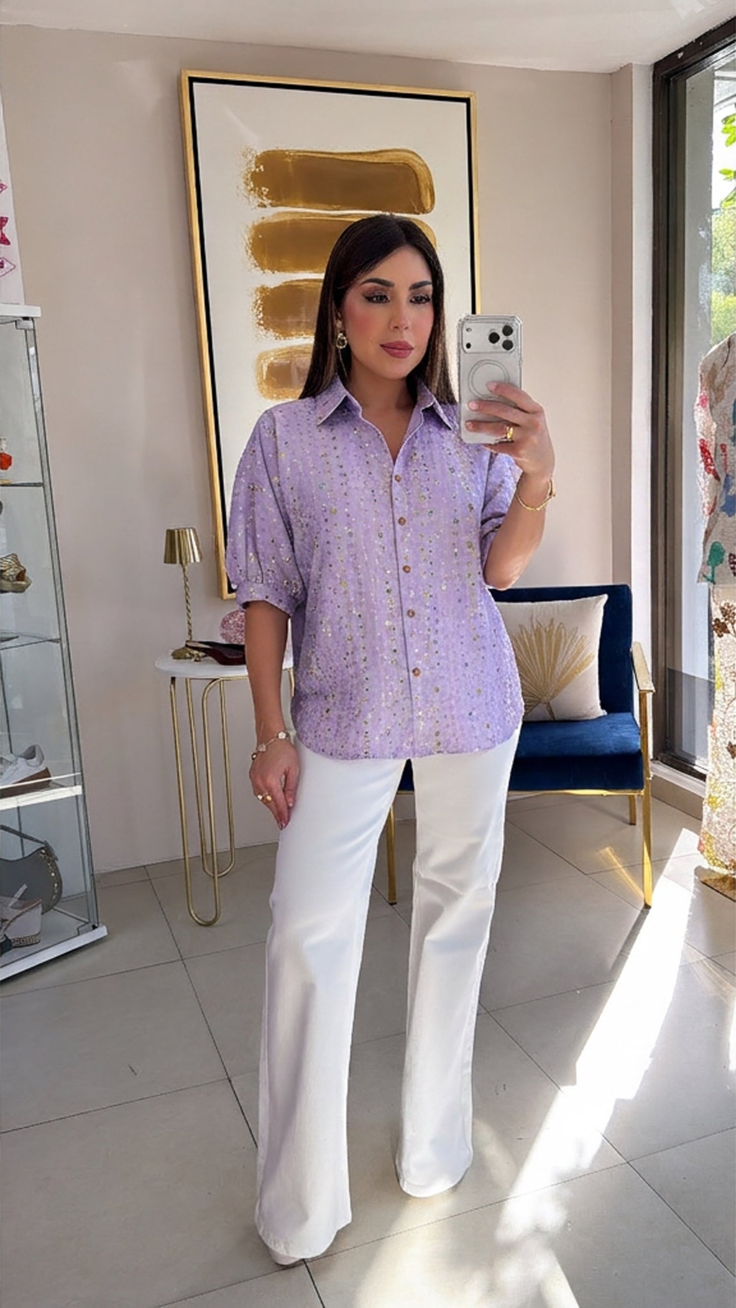 Lavender Sequins Dolman Top