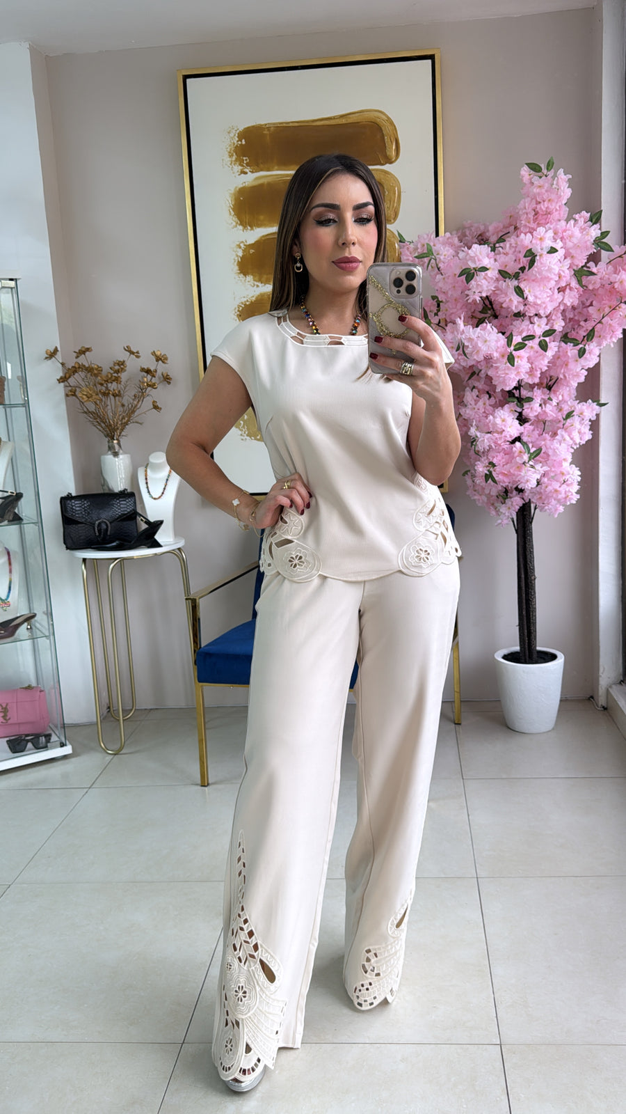 Ivory Top & Pant Set