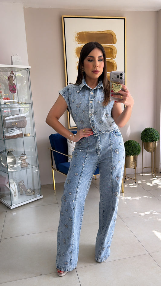 Silver Sequins Pant Set