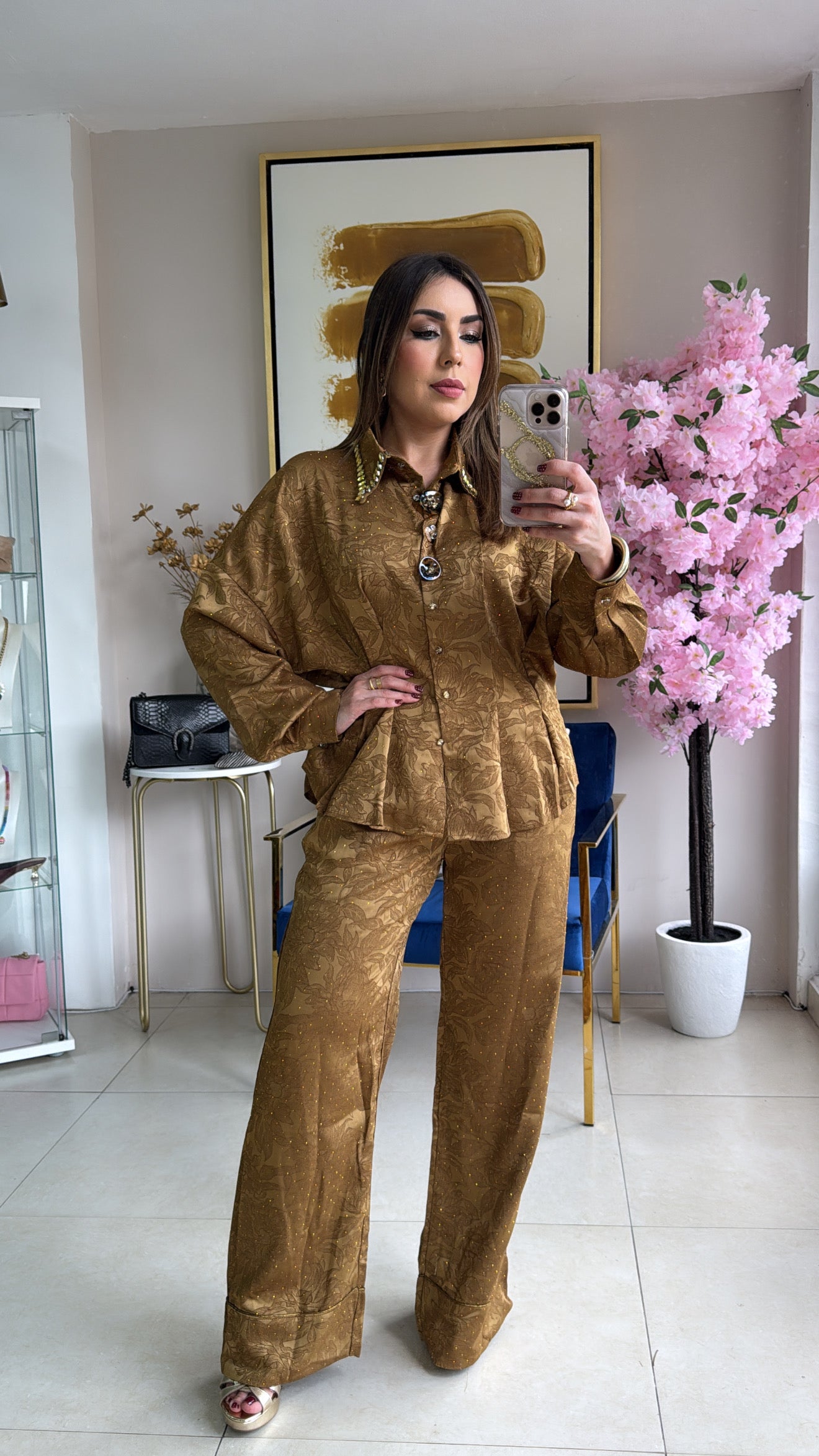 Floral Gold Pant Set