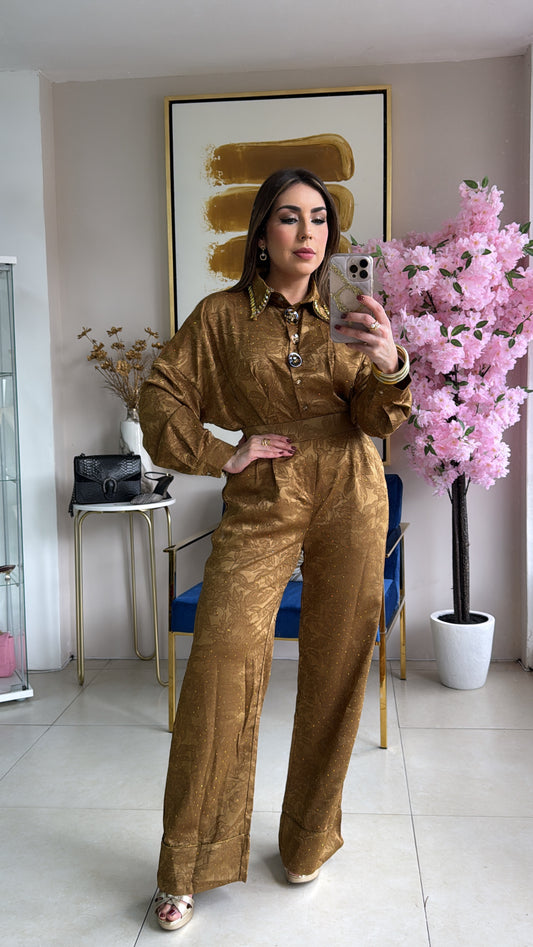 Floral Gold Pant Set