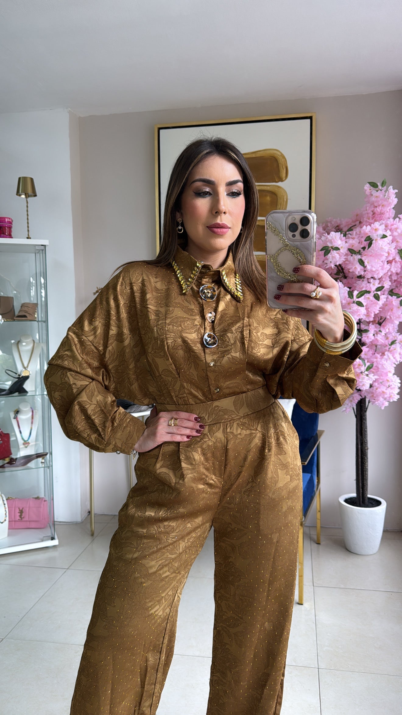 Floral Gold Pant Set