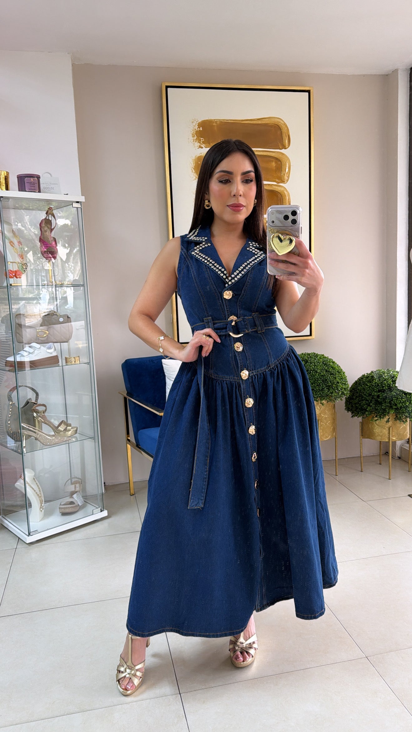 Denim Rhinestones Dress