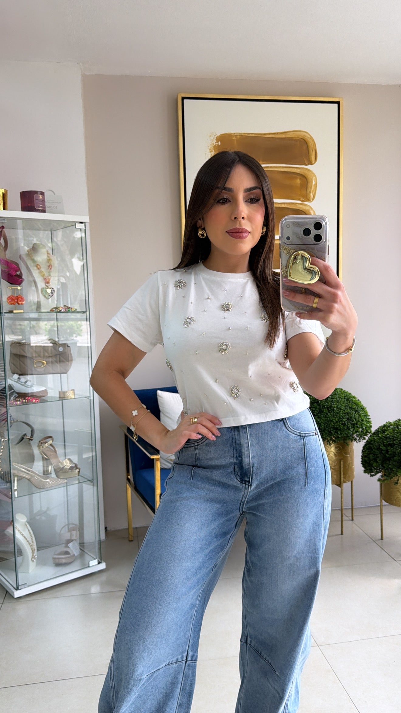 White Rhinestones Top