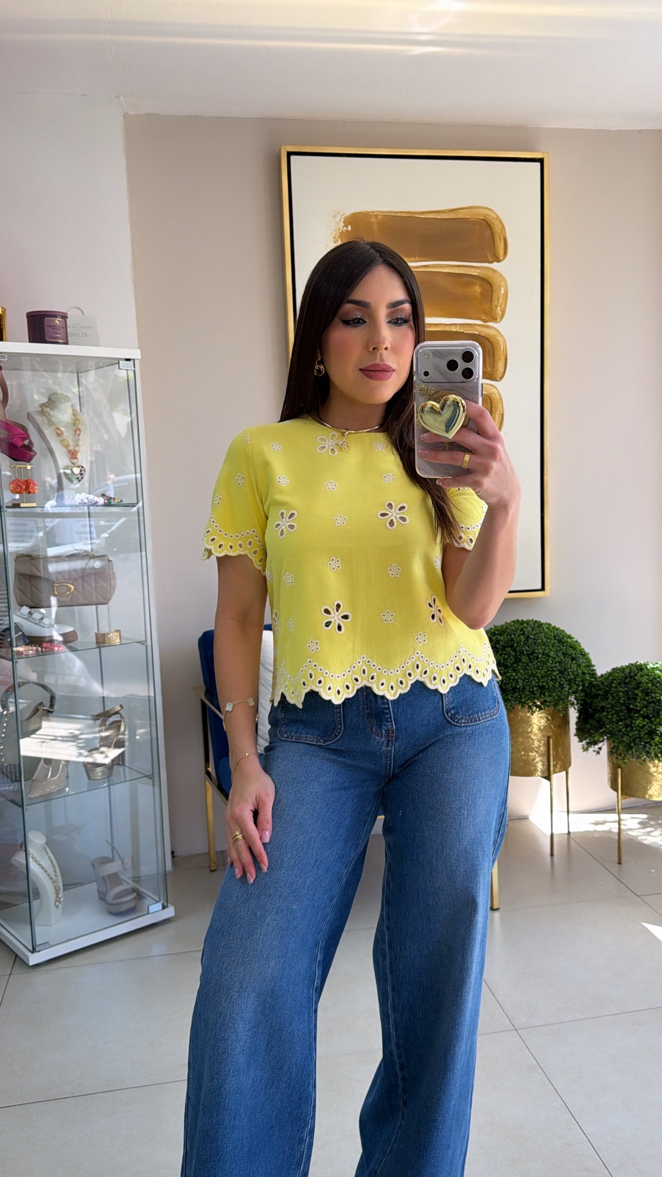Yellow Embroidery Top