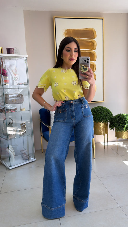 Vibrant Wide Leg Jean