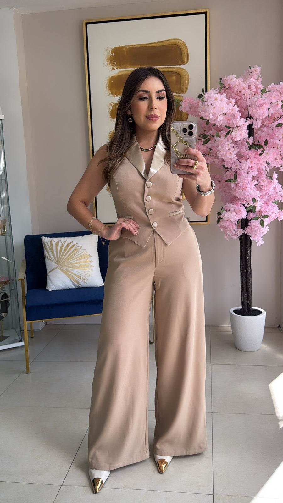 Beige Vest Set