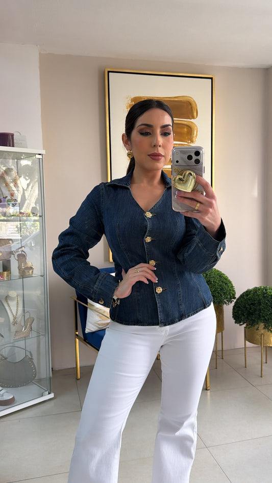 Denim Long Sleeve Top