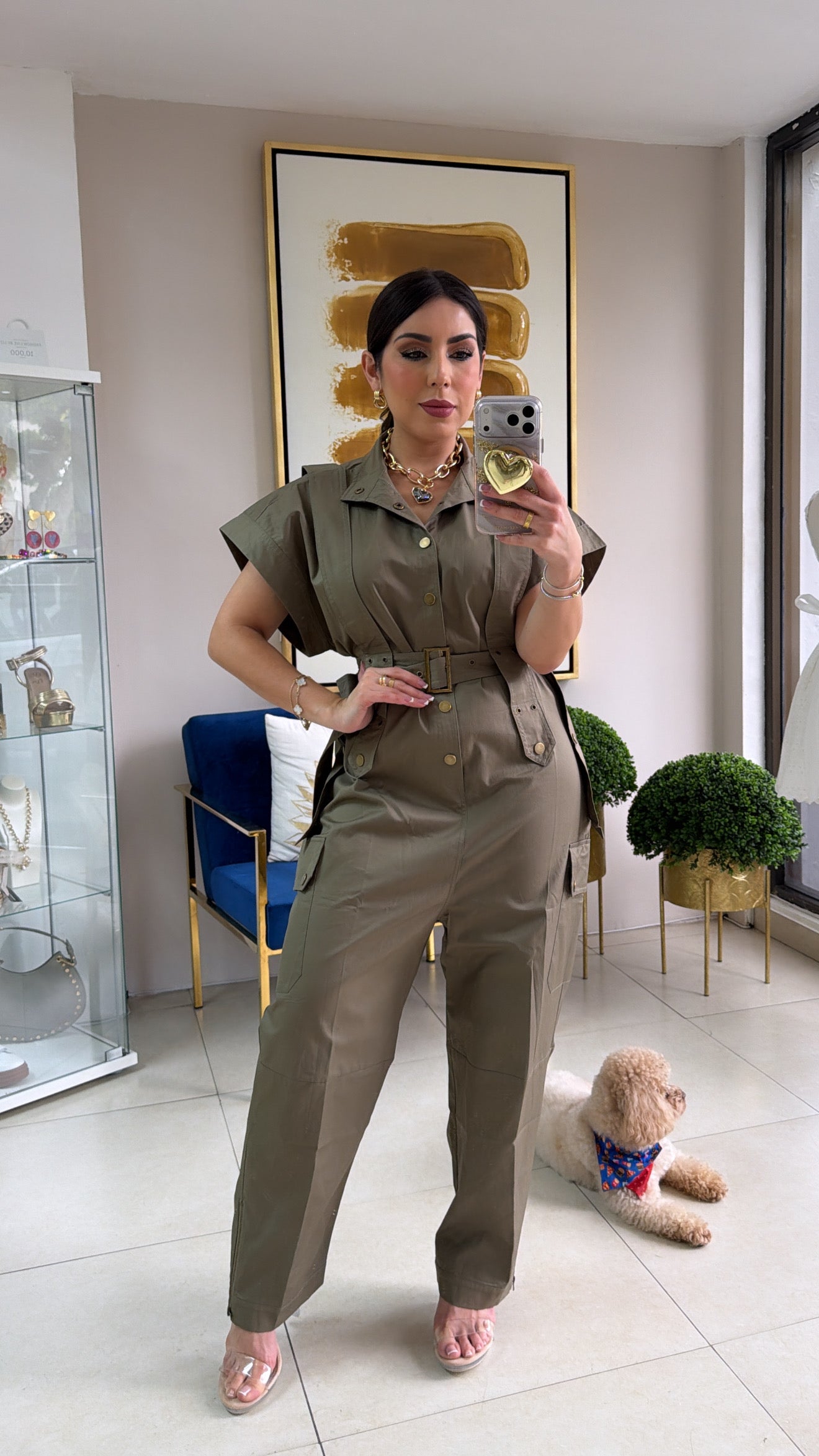 Militar Green Cargo Jumpsuit